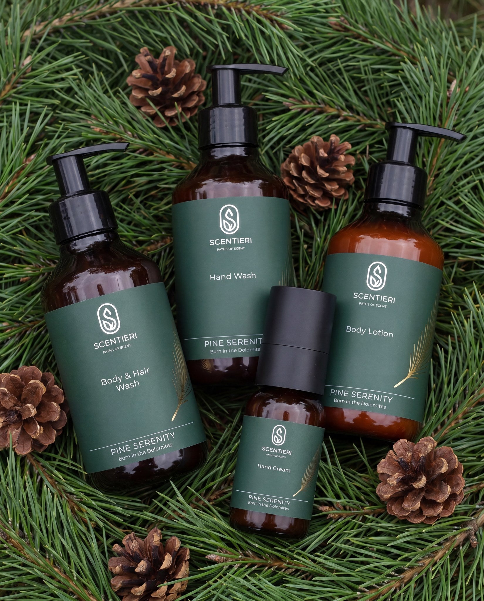 Pine Serenity Ritual on a bed of fresh pine needles